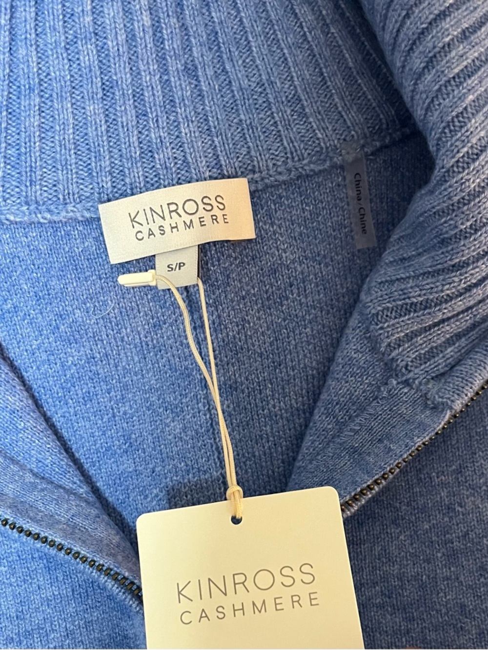 kinross sky blue cashmere zip-up - Picture 2 of 6